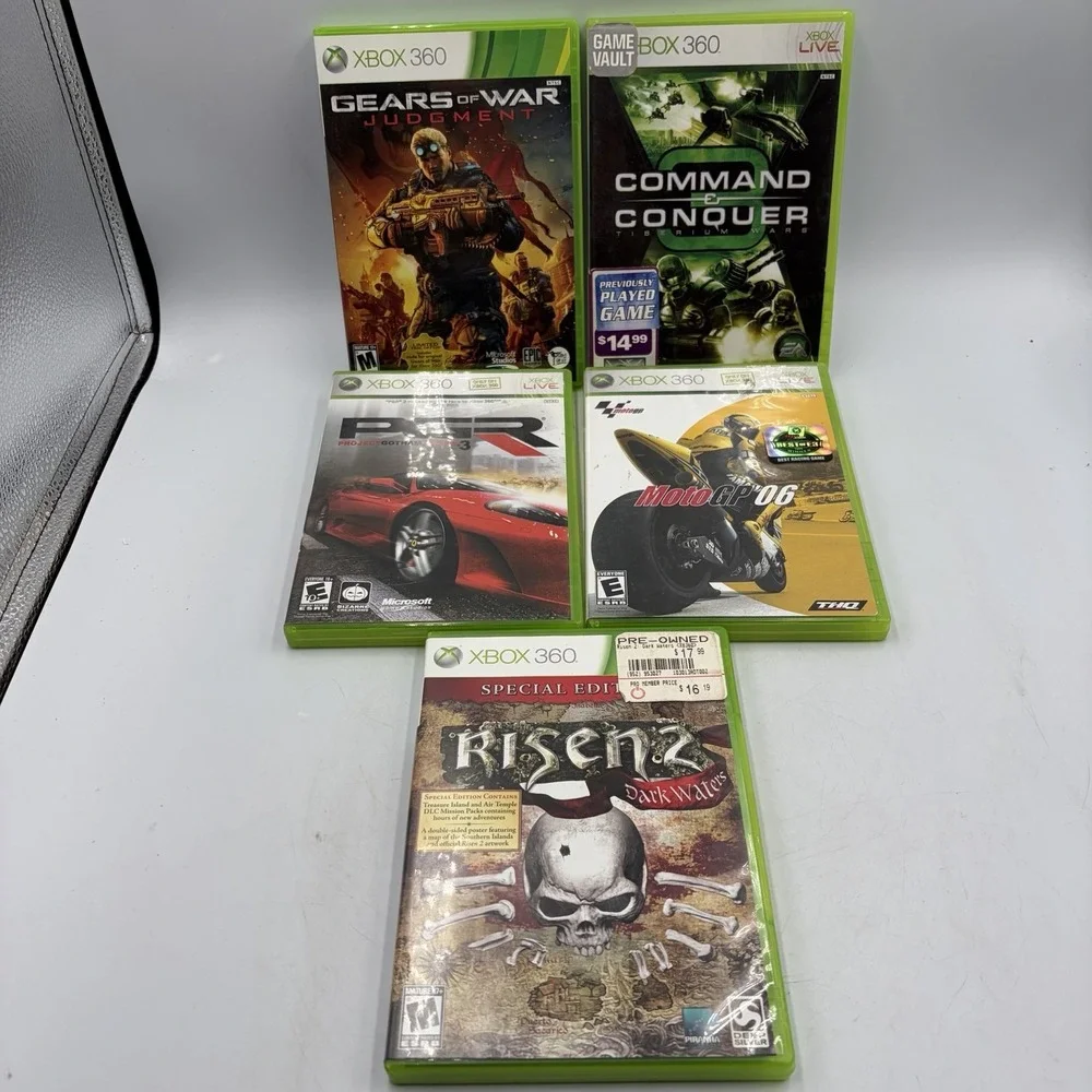 Xbox 360 5 Games Gears Of War Judgment Pgr3 Moto Gp'06 Risen 2 Command & Conquer